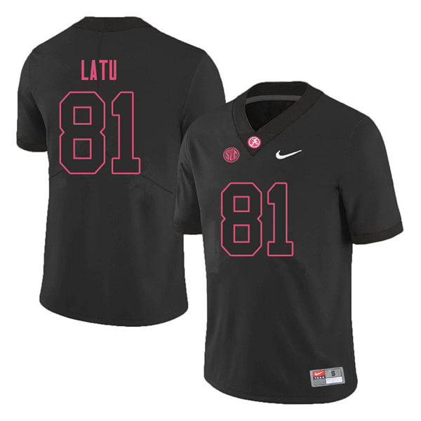 Men's Youth Alabama Crimson Tide #81 Cameron Latu Blackout College Football Jersey