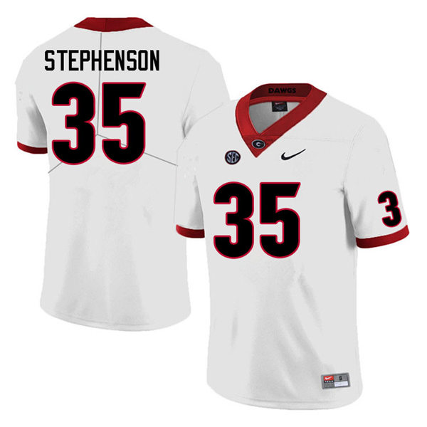 Mens Georgia Bulldogs #35 Lorenzo Stephenson College Football Game Jersey White