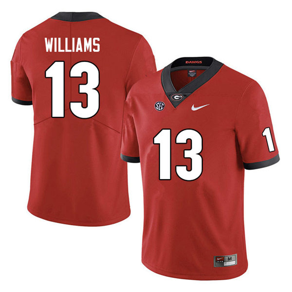 Mens Georgia Bulldogs #13 Mykel Williams Red Home College Football Game Jersey Mens Georgia Bulldogs #13 Mykel Williams Red Home College Football Game Jersey