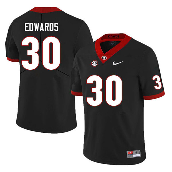 Mens Georgia Bulldogs #30 Daijun Edwards Black College Football Game Jersey