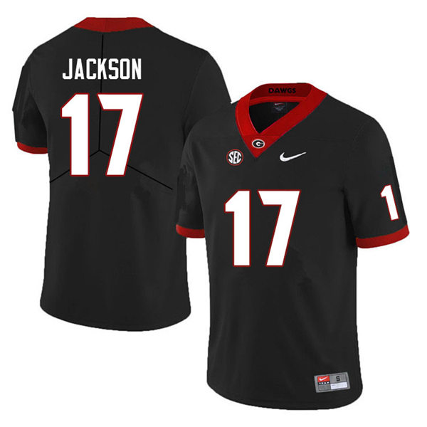 Mens Georgia Bulldogs #17 Dan Jackson Black College Football Game Jersey