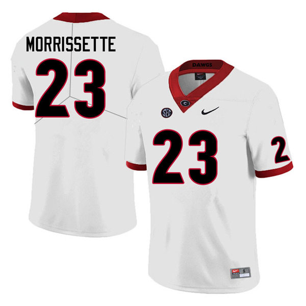 Mens Georgia Bulldogs #23 De'Nylon Morrissette College Football Game Jersey White
