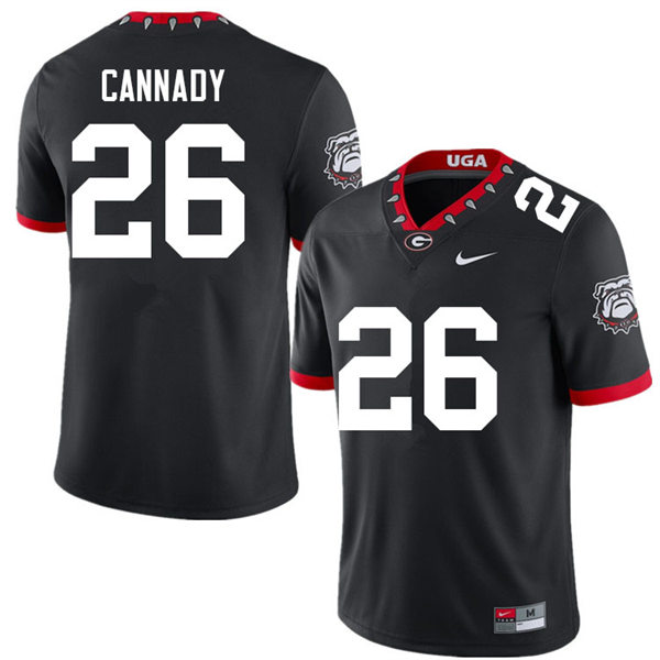Mens Georgia Bulldogs #26 Jehlen Cannady Black Alternate Mascot 100th Anniversary College Football Game Jersey