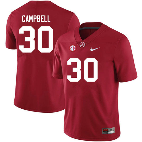 Alabama Crimson Tide #30 Jihaad Campbell Crimson College Football Game Jersey