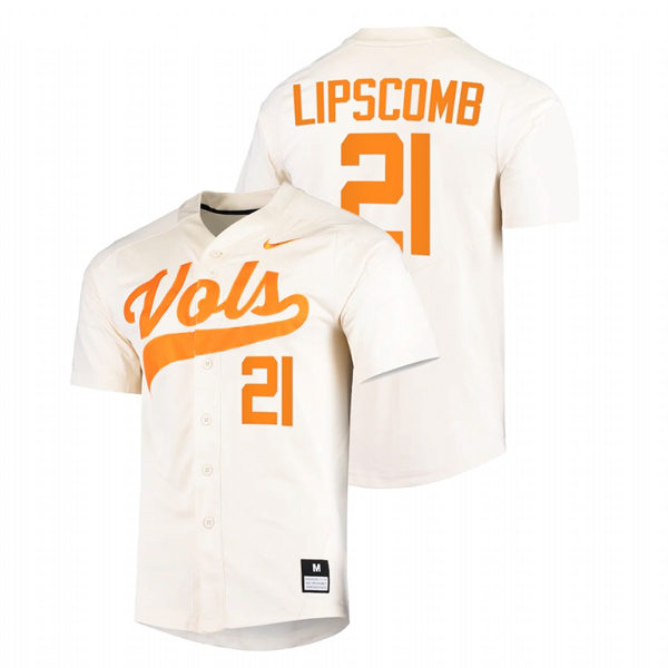 Tennessee Volunteers #21 Trey Lipscomb Nike Cream With Name College Baseball Limited Jersey