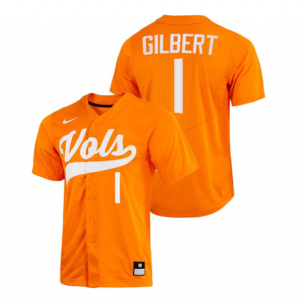 Tennessee Volunteers #1 Drew Gilbert 2022 Diamond Nike Orange With Name College Baseball Limited Jersey