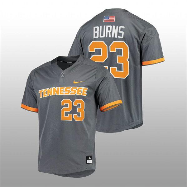 Tennessee Volunteers #23 Chase Burns 2022 Diamond Nike Charcoal With Name two-Button Pullover Baseball Limited Jersey