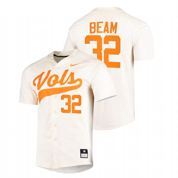 Tennessee Volunteers #32 Drew Beam Nike Cream With Name College Baseball Limited Jersey