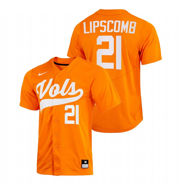 Tennessee Volunteers #21 Trey Lipscomb 2022 Diamond Nike Orange With Name College Baseball Limited Jersey