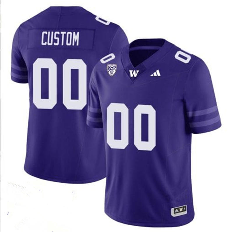 Mens Youth Washington Huskies Custom 2023 Purple adidas Football Uniform Jersey