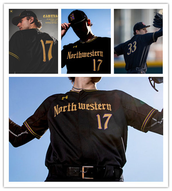 Mens Youth Northwestern Wildcats Custom 2023 Black Baseball Game Jersey
