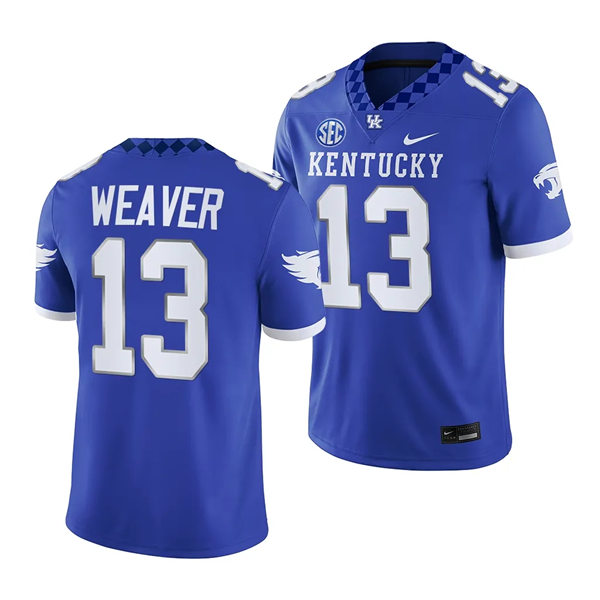Mens Youth Kentucky Wildcats #13 J.J. Weaver 2023 Royal Football Game Jersey