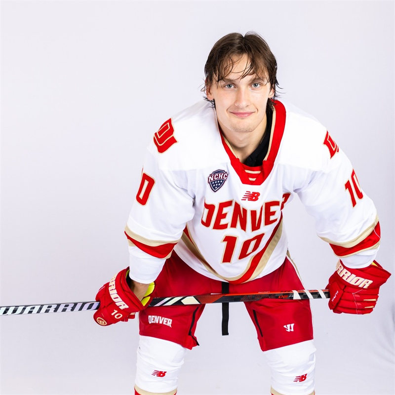 Denver Pioneers Custom New Balance 2023-24 White College Hockey Game Jersey