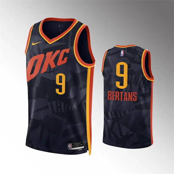 Mens Oklahoma City Thunder #9 Davis Bertans Black 2023-24 City Edition Swingman Jersey