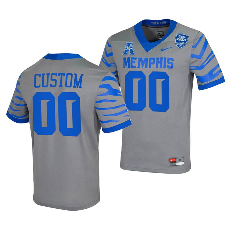 Memphis Tigers Custom Nike Grey College Football Game Jersey