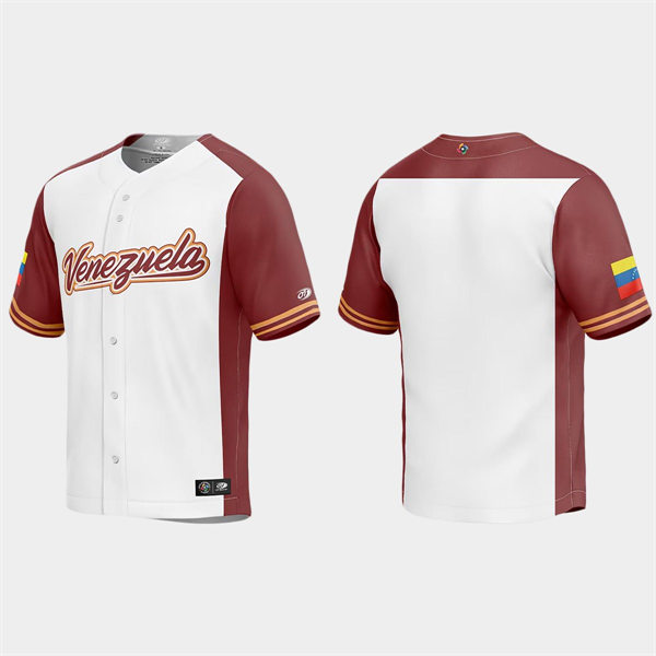 Mens Youth Venezuela Blank 2023 World Baseball Classic Team Jersey - White 