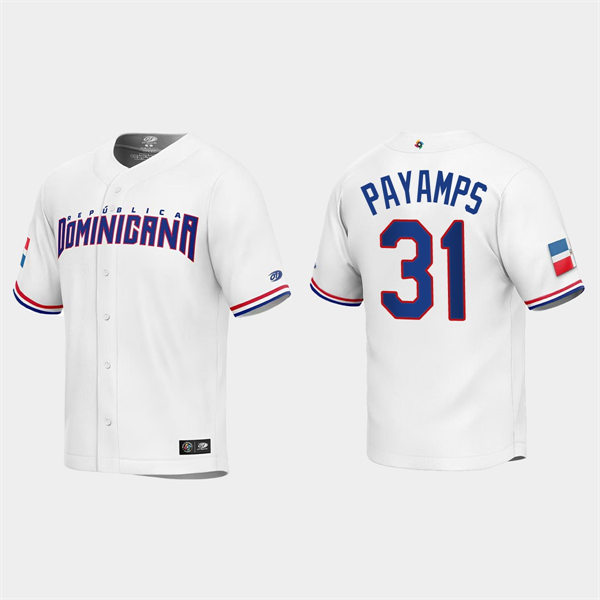 Mens Youth Dominican Republic #31 Joel Payamps 2023 World Baseball Classic Replica Jersey - White