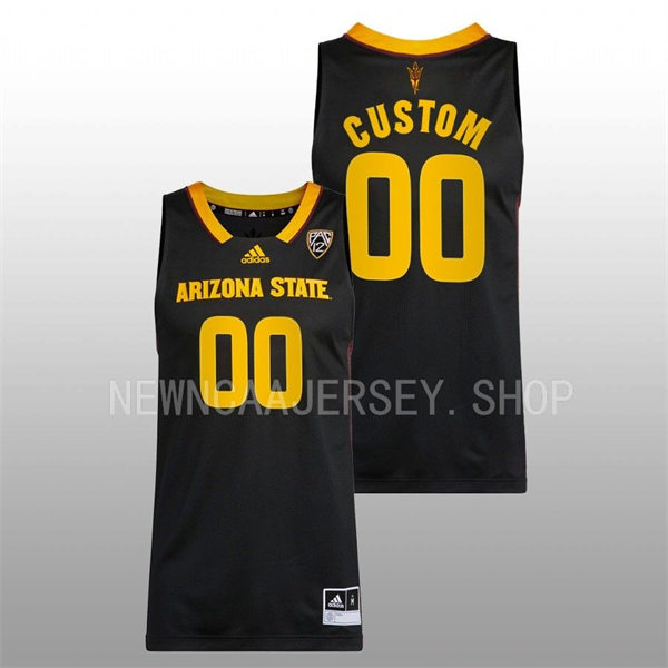 Mens Youth Arizona State Sun Devils Custom adidas 2023 Black Arizona State Basketball Game Jersey