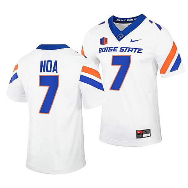 Mens Youth Boise State Broncos #7 Ezekiel Noa Nike White Football Game Jersey