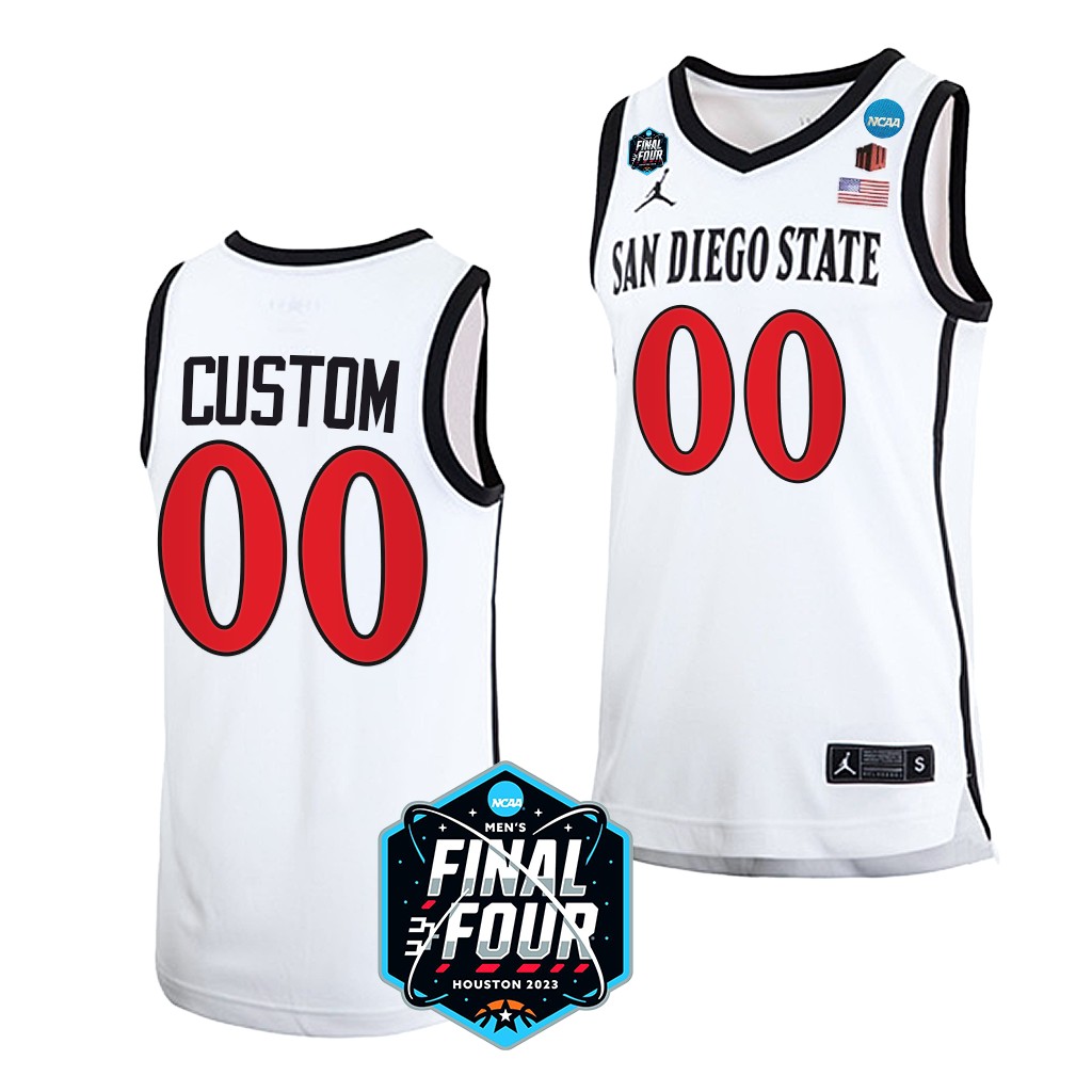 Mens Youth San Diego State Aztecs Custom White 2023 NCAA Final Four Basketball Game Jersey