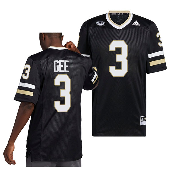 Mens Youth Georgia Tech Yellow Jackets #3 Khari Gee Adidas 2022 Alternate Black Football Jersey