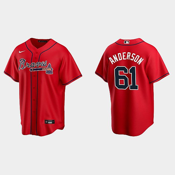 Mens Atlanta Braves #61 Nick Anderson Nike Red Alternate Cool Base Jersey
