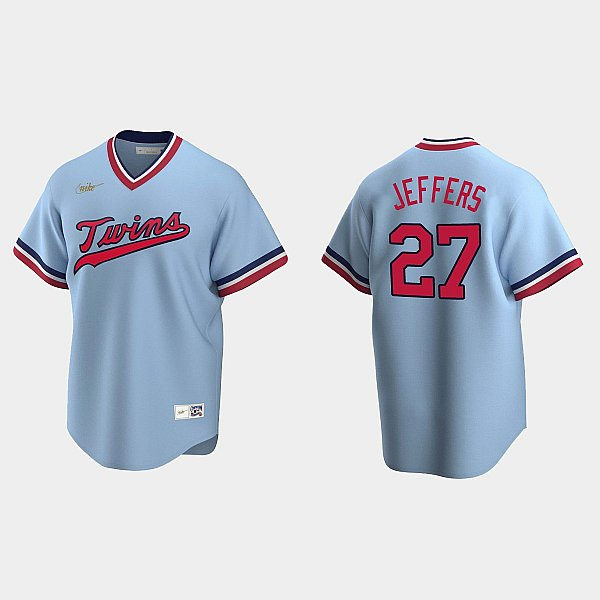 Mens Minnesota Twins #27 Ryan Jeffers Nike Blue Cooperstown Collection Jersey