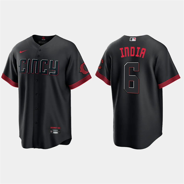 Men's Cincinnati Reds #6 Jonathan India Nike Black 2023 City Connect Jersey