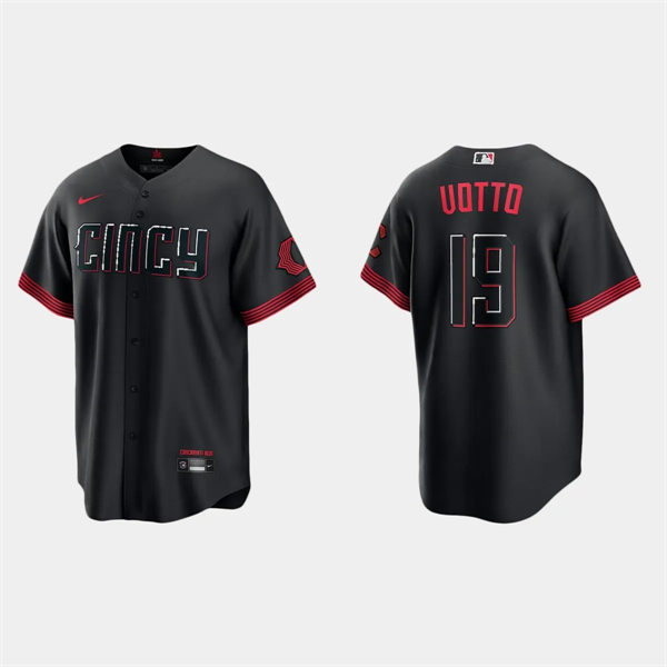 Men's Cincinnati Reds #19 Joey Votto Nike Black 2023 City Connect Jersey