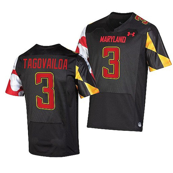 Mens Youth Maryland Terrapins #3 Taulia Tagovailoa Black 2022 College Football Game Jersey