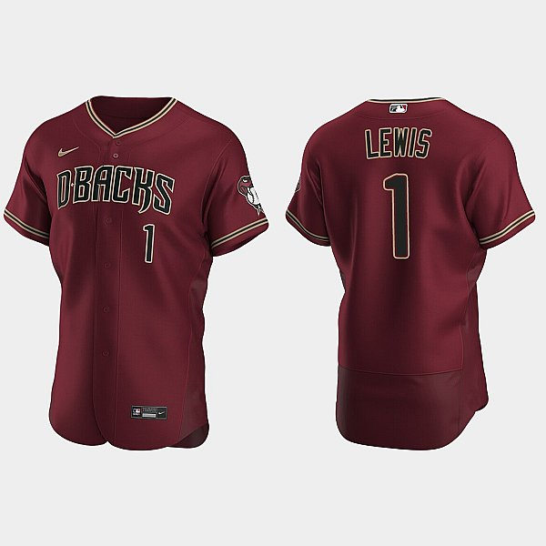 Mens Youth Arizona Diamondbacks #1 Kyle Lewis  Nike Crimson Alternate FlexBase Jersey
