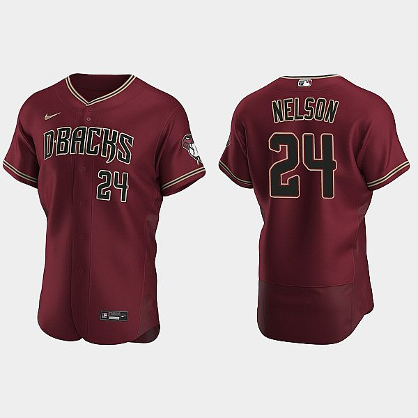 Mens Youth Arizona Diamondbacks #24 Kyle Nelson Nike Crimson Alternate FlexBase Jersey