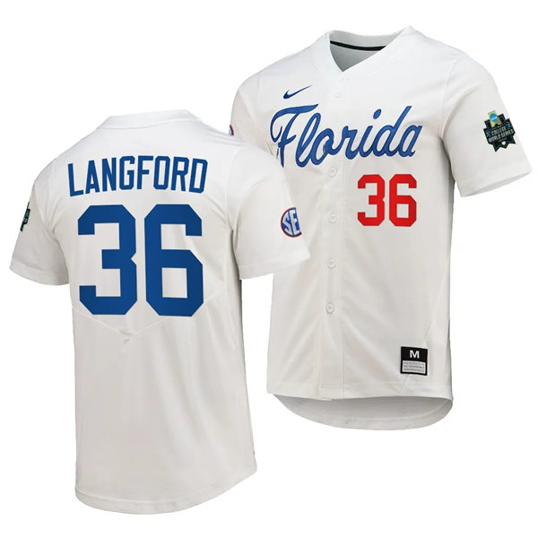 Mens Youth Florida Gators #36 Wyatt Langford Nike White with Name 2023 College Baseball World Series Jersey Mens Youth Florida Gators #36 Wyatt Langford Nike White with Name 2023 College Baseball World Series Jersey
