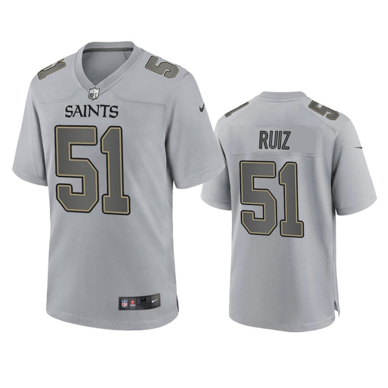 Mens New Orleans Saints #51 Cesar Ruiz Gray Atmosphere Fashion Game Jersey