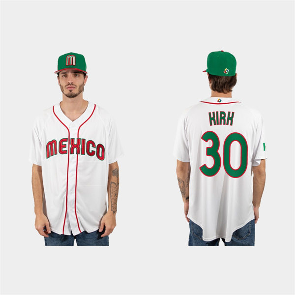Mens Youth Mexico #30 Alejandro Kirk White 2023 World Baseball Classic Jersey