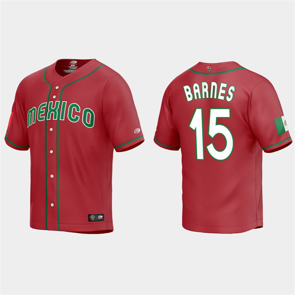 Mens Youth Mexico #15 Austin Barnes Red 2023 World Baseball Classic Jersey