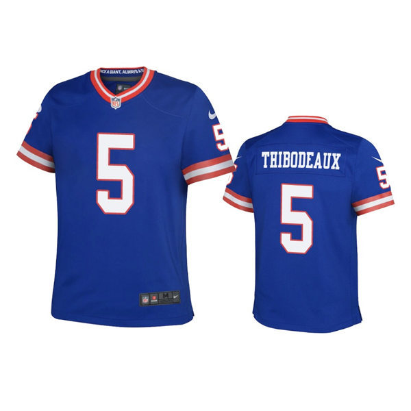 Youth New York Giants #5 Kayvon Thibodeaux Nike Royal Classic Limited Jersey