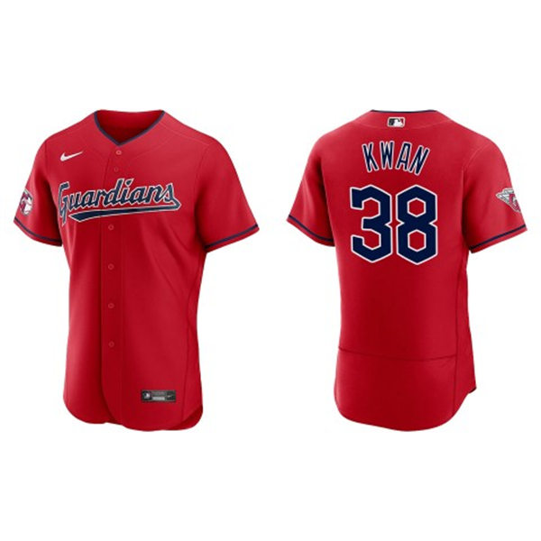 Mens Cleveland Guardians #38 Steven Kwan Nike Red Alternate Flex Base Authentic Player Jersey