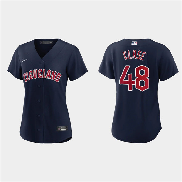 Womens Cleveland Guardians #48 Emmanuel Clase Nike Navy Alternate Jersey
