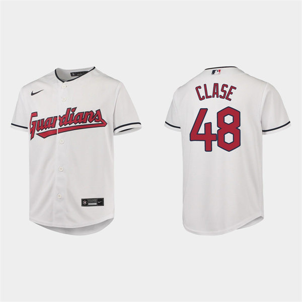 Youth Cleveland Guardians #48 Emmanuel Clase Nike White Home Jersey