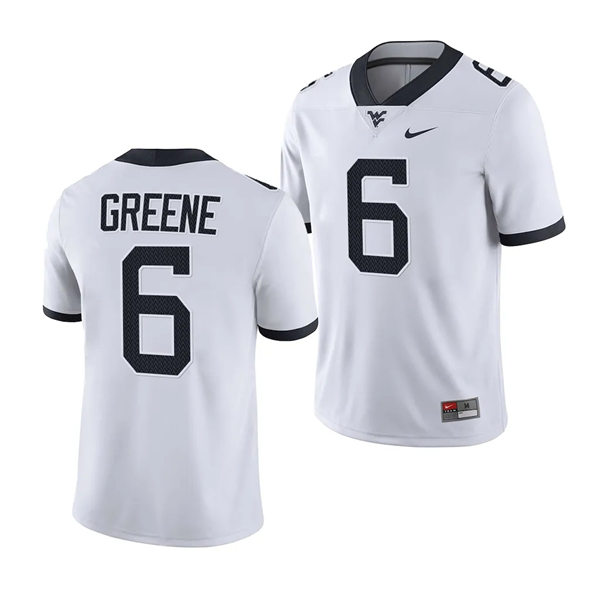 Men's Youth West Virginia Mountaineers #6 Garrett Greene 2023 White College Football Game Jersey