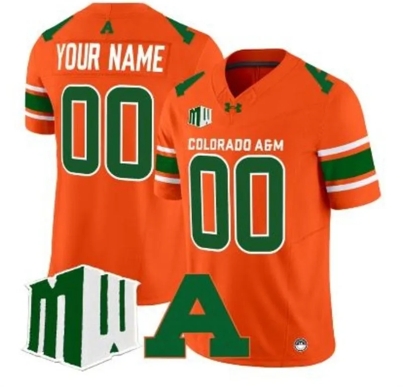 Colorado State Rams Custom 2024 Orange Footballl Game Jersey