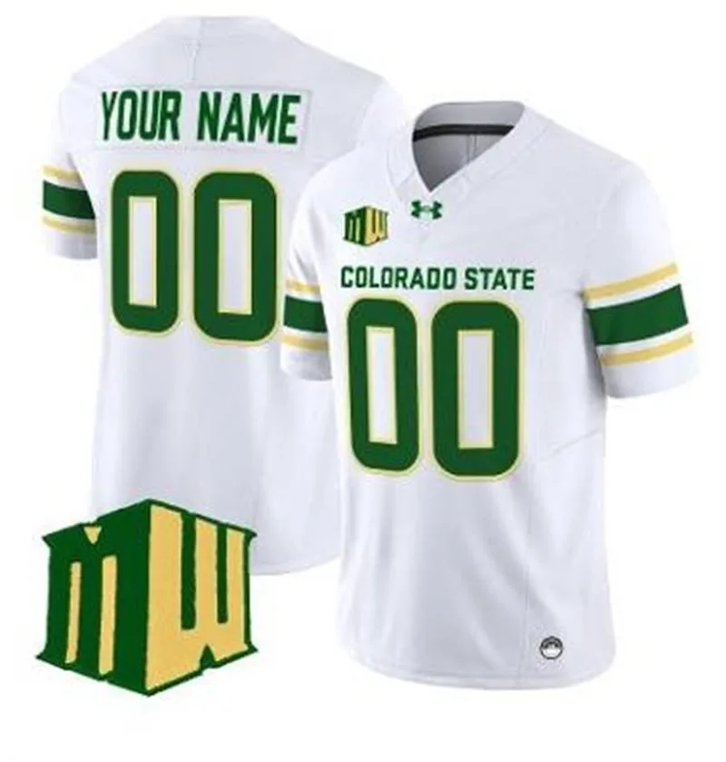 Colorado State Rams Custom 2023 White Footballl Game Jersey