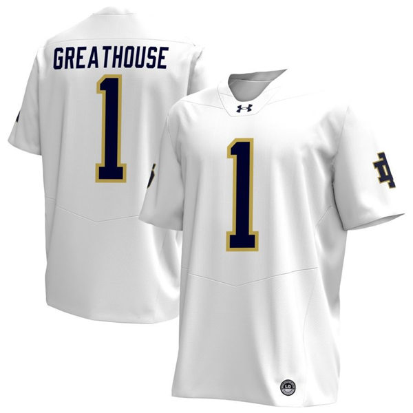 Notre Dame Fighting Irish #1 Jaden Greathouse White With Name Player Football Jersey