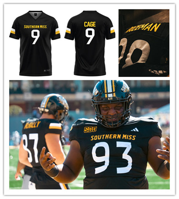Southern Miss Golden Eagles Custom 2025 Football Game Jersey Black