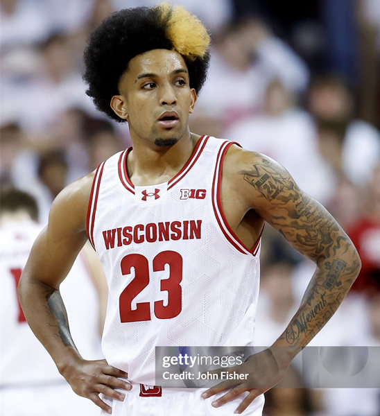 Mens Youth Wisconsin Badgers #23 Chucky Hepburn 2023-24 Home White College Basketball Game Jersey