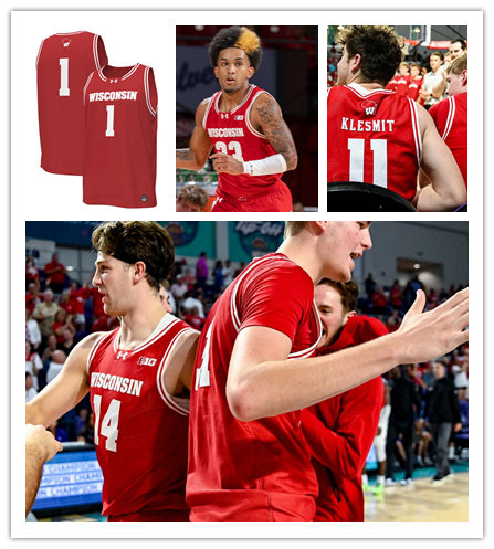 Wisconsin Badgers Custom Cardinal College Basketball Game Jersey