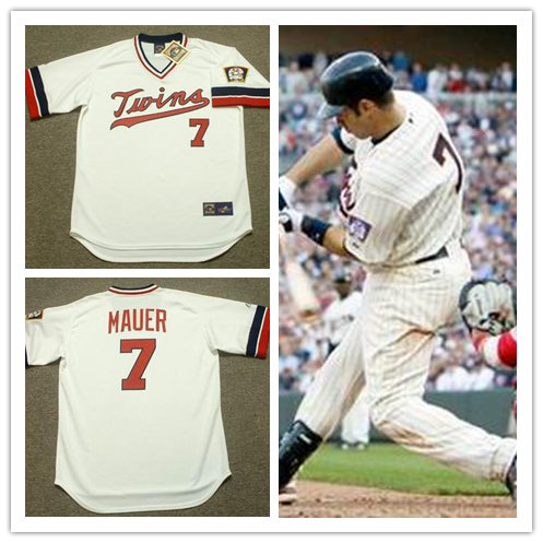 JOE MAUER Minnesota Twins 1980's Home Majestic Throwback Baseball Jersey