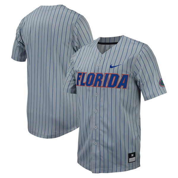 Florida Gators Custom Nike 2025 Gray Pinstripe Baseball Game Jersey
