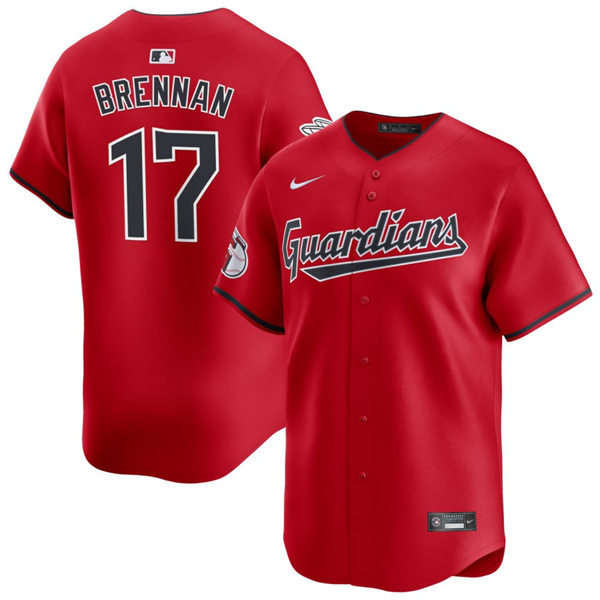 Mens Cleveland Guardians #17 Will Brennan Nike Red Alternate Limited Player Jersey